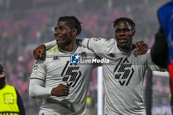 2024-11-05 - AS Monaco FC celebrates a victory at the end of match - BOLOGNA FC VS AS MONACO - UEFA CHAMPIONS LEAGUE - SOCCER