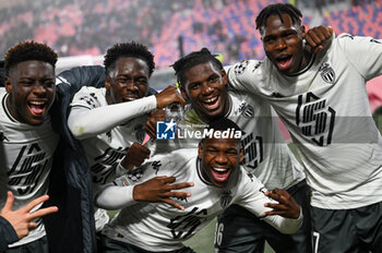 2024-11-05 - AS Monaco FC player celebrates a victory at the end of match - BOLOGNA FC VS AS MONACO - UEFA CHAMPIONS LEAGUE - SOCCER