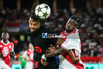 2024-09-19 - Jules KOUNDE of Barcelona and Mohammed SALISU of Monaco during the UEFA Champions League, League Phase MD1 football match between AS Monaco and FC Barcelona on September 19, 2024 at Louis II stadium in Monaco, Monaco - FOOTBALL - CHAMPIONS LEAGUE - MONACO V FC BARCELONA - UEFA CHAMPIONS LEAGUE - SOCCER