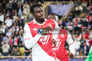 2024-09-19 - George ILENIKHENA of Monaco celebrates his goal during the UEFA Champions League, League Phase MD1 football match between AS Monaco and FC Barcelona on September 19, 2024 at Louis II stadium in Monaco, Monaco - FOOTBALL - CHAMPIONS LEAGUE - MONACO V FC BARCELONA - UEFA CHAMPIONS LEAGUE - SOCCER