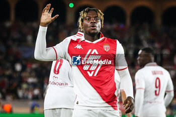 2024-09-19 - George ILENIKHENA of Monaco celebrates his goal during the UEFA Champions League, League Phase MD1 football match between AS Monaco and FC Barcelona on September 19, 2024 at Louis II stadium in Monaco, Monaco - FOOTBALL - CHAMPIONS LEAGUE - MONACO V FC BARCELONA - UEFA CHAMPIONS LEAGUE - SOCCER