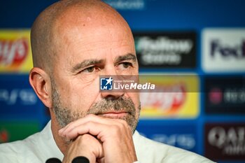 2024-10-21 - Peter BOSZ of PSV Eindhoven during the PSV Eindhoven press conference ahead of the UEFA Champions League football match between Paris Saint-Germain and PSV Eindhoven on October 21, 2024 at Parc des Princes stadium in Paris, France - FOOTBALL - PSV TRAINING AND PRESS CONFERENCE - UEFA CHAMPIONS LEAGUE - SOCCER