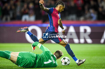 2024-10-23 - Raphael DIAS BELLOLI (Raphinha) of Barcelona scores his goal and Manuel NEUER of Bayern Munich during the UEFA Champions League, League Phase MD3 football match between FC Barcelona and Bayern Munich on 23 October 2024 at Estadi Olimpic Lluis Companys in Barcelona, Spain - FOOTBALL - CHAMPIONS LEAGUE - FC BARCELONA V BAYERN MUNICH - UEFA CHAMPIONS LEAGUE - SOCCER