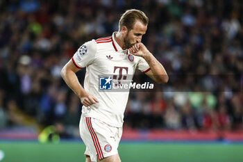 2024-10-23 - Harry Kane of Bayern Munich celebrates a goal during the UEFA Champions League, League phase, Matchday 3 football match between FC Barcelona and Bayern Munich on 23 October 2024 at Estadi Olímpic Lluís Companys in Barcelona, Spain - FOOTBALL - CHAMPIONS LEAGUE - FC BARCELONA V BAYERN MUNICH - UEFA CHAMPIONS LEAGUE - SOCCER