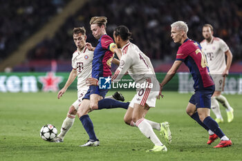 2024-10-23 - Frenkie de Jong of FC Barcelona and Joshua Kimmich of Bayern Munich during the UEFA Champions League, League phase, Matchday 3 football match between FC Barcelona and Bayern Munich on 23 October 2024 at Estadi Olímpic Lluís Companys in Barcelona, Spain - FOOTBALL - CHAMPIONS LEAGUE - FC BARCELONA V BAYERN MUNICH - UEFA CHAMPIONS LEAGUE - SOCCER