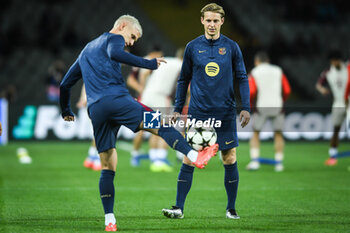 2024-10-23 - Dani OLMO of Barcelona and Frenkie DE JONG of Barcelona during the UEFA Champions League, League Phase MD3 football match between FC Barcelona and Bayern Munich on 23 October 2024 at Estadi Olimpic Lluis Companys in Barcelona, Spain - FOOTBALL - CHAMPIONS LEAGUE - FC BARCELONA V BAYERN MUNICH - UEFA CHAMPIONS LEAGUE - SOCCER