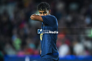 2024-10-23 - Lamine YAMAL of Barcelona during the UEFA Champions League, League Phase MD3 football match between FC Barcelona and Bayern Munich on 23 October 2024 at Estadi Olimpic Lluis Companys in Barcelona, Spain - FOOTBALL - CHAMPIONS LEAGUE - FC BARCELONA V BAYERN MUNICH - UEFA CHAMPIONS LEAGUE - SOCCER