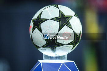 2024-10-23 - Illustration of the Adidas match ball during the UEFA Champions League, League Phase MD3 football match between FC Barcelona and Bayern Munich on 23 October 2024 at Estadi Olimpic Lluis Companys in Barcelona, Spain - FOOTBALL - CHAMPIONS LEAGUE - FC BARCELONA V BAYERN MUNICH - UEFA CHAMPIONS LEAGUE - SOCCER