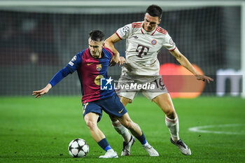 2024-10-23 - Marc CASADO of Barcelona and Joao PALHINHA of Bayern Munich during the UEFA Champions League, League Phase MD3 football match between FC Barcelona and Bayern Munich on 23 October 2024 at Estadi Olimpic Lluis Companys in Barcelona, Spain - FOOTBALL - CHAMPIONS LEAGUE - FC BARCELONA V BAYERN MUNICH - UEFA CHAMPIONS LEAGUE - SOCCER