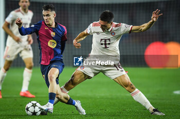 2024-10-23 - Marc CASADO of Barcelona and Joao PALHINHA of Bayern Munich during the UEFA Champions League, League Phase MD3 football match between FC Barcelona and Bayern Munich on 23 October 2024 at Estadi Olimpic Lluis Companys in Barcelona, Spain - FOOTBALL - CHAMPIONS LEAGUE - FC BARCELONA V BAYERN MUNICH - UEFA CHAMPIONS LEAGUE - SOCCER