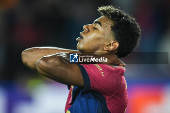 2024-10-23 - Lamine YAMAL of Barcelona looks dejected during the UEFA Champions League, League Phase MD3 football match between FC Barcelona and Bayern Munich on 23 October 2024 at Estadi Olimpic Lluis Companys in Barcelona, Spain - FOOTBALL - CHAMPIONS LEAGUE - FC BARCELONA V BAYERN MUNICH - UEFA CHAMPIONS LEAGUE - SOCCER