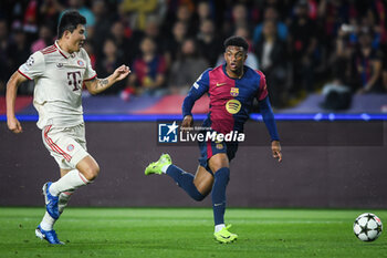 2024-10-23 - Min-Jae KIM of Bayern Munich and Alejandro BALDE of Barcelona during the UEFA Champions League, League Phase MD3 football match between FC Barcelona and Bayern Munich on 23 October 2024 at Estadi Olimpic Lluis Companys in Barcelona, Spain - FOOTBALL - CHAMPIONS LEAGUE - FC BARCELONA V BAYERN MUNICH - UEFA CHAMPIONS LEAGUE - SOCCER