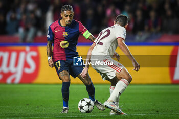 2024-10-23 - Raphael DIAS BELLOLI (Raphinha) of Barcelona during the UEFA Champions League, League Phase MD3 football match between FC Barcelona and Bayern Munich on 23 October 2024 at Estadi Olimpic Lluis Companys in Barcelona, Spain - FOOTBALL - CHAMPIONS LEAGUE - FC BARCELONA V BAYERN MUNICH - UEFA CHAMPIONS LEAGUE - SOCCER