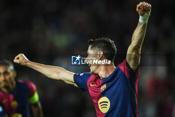 2024-10-23 - Robert LEWANDOWSKI of Barcelona celebrates the goal during the UEFA Champions League, League Phase MD3 football match between FC Barcelona and Bayern Munich on 23 October 2024 at Estadi Olimpic Lluis Companys in Barcelona, Spain - FOOTBALL - CHAMPIONS LEAGUE - FC BARCELONA V BAYERN MUNICH - UEFA CHAMPIONS LEAGUE - SOCCER