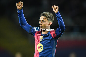 2024-10-23 - Pablo Martin PAEZ GAVIRA (Gavi) of Barcelona celebrates the victory during the UEFA Champions League, League Phase MD3 football match between FC Barcelona and Bayern Munich on 23 October 2024 at Estadi Olimpic Lluis Companys in Barcelona, Spain - FOOTBALL - CHAMPIONS LEAGUE - FC BARCELONA V BAYERN MUNICH - UEFA CHAMPIONS LEAGUE - SOCCER