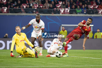 2024-10-23 - Liverpool forward Cody Gakpo (18) misses a chance to score during the UEFA Champions League, League phase, Matchday 3 football match between RB Leipzig and Liverpool FC on 23 October 2024 at Red Bull Arena in Leipzig, Germany - FOOTBALL - CHAMPIONS LEAGUE - LEIPZIG V LIVERPOOL - UEFA CHAMPIONS LEAGUE - SOCCER