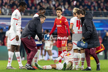 2024-10-23 - RB Leipzig forward Xavi Simons (10) injured during the UEFA Champions League, League phase, Matchday 3 football match between RB Leipzig and Liverpool FC on 23 October 2024 at Red Bull Arena in Leipzig, Germany - FOOTBALL - CHAMPIONS LEAGUE - LEIPZIG V LIVERPOOL - UEFA CHAMPIONS LEAGUE - SOCCER