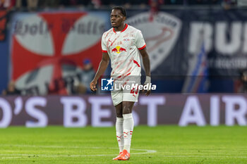 2024-10-23 - RB Leipzig defender Castello Lukeba during the UEFA Champions League, League phase, Matchday 3 football match between RB Leipzig and Liverpool FC on 23 October 2024 at Red Bull Arena in Leipzig, Germany - FOOTBALL - CHAMPIONS LEAGUE - LEIPZIG V LIVERPOOL - UEFA CHAMPIONS LEAGUE - SOCCER