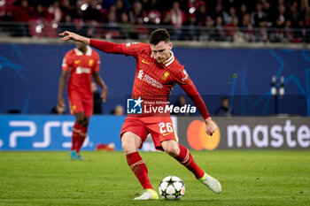 2024-10-23 - Liverpool defender Andrew Robertson during the UEFA Champions League, League phase, Matchday 3 football match between RB Leipzig and Liverpool FC on 23 October 2024 at Red Bull Arena in Leipzig, Germany - FOOTBALL - CHAMPIONS LEAGUE - LEIPZIG V LIVERPOOL - UEFA CHAMPIONS LEAGUE - SOCCER