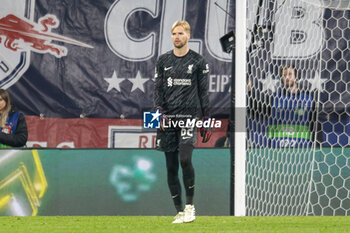 2024-10-23 - Liverpool goalkeeper Caoimhin Kelleher during the UEFA Champions League, League phase, Matchday 3 football match between RB Leipzig and Liverpool FC on 23 October 2024 at Red Bull Arena in Leipzig, Germany - FOOTBALL - CHAMPIONS LEAGUE - LEIPZIG V LIVERPOOL - UEFA CHAMPIONS LEAGUE - SOCCER