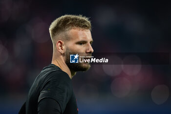 2024-10-23 - Liverpool goalkeeper Vitezslav Jaros (56) warming up before the UEFA Champions League, League phase, Matchday 3 football match between RB Leipzig and Liverpool FC on 23 October 2024 at Red Bull Arena in Leipzig, Germany - FOOTBALL - CHAMPIONS LEAGUE - LEIPZIG V LIVERPOOL - UEFA CHAMPIONS LEAGUE - SOCCER