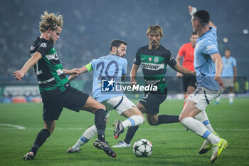 2024-11-05 - Morten HJULMAND of Sporting, Bernardo SILVA of Manchester City, Hidemasa MORITA of Sporting and Phil FODEN of Manchester City during the UEFA Champions League, League Phase MD4 football match between Sporting CP and Manchester City on 5 November 2024 at Estadio Jose Alvalade in Lisbon, Portugal - FOOTBALL - CHAMPIONS LEAGUE - SPORTING CP V MANCHESTER CITY - UEFA CHAMPIONS LEAGUE - SOCCER