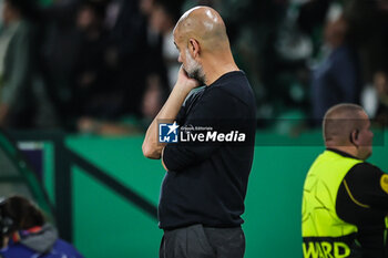 2024-11-05 - Pep GUARDIOLA of Manchester City looks dejected during the UEFA Champions League, League Phase MD4 football match between Sporting CP and Manchester City on 5 November 2024 at Estadio Jose Alvalade in Lisbon, Portugal - FOOTBALL - CHAMPIONS LEAGUE - SPORTING CP V MANCHESTER CITY - UEFA CHAMPIONS LEAGUE - SOCCER