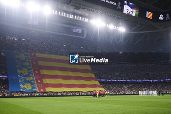 2024-11-05 - UEFA Champions League soccer match Real Madrid vs Milan at Santiago Bernabeu Stadium in Madrid, Spain 05 November 2024 Santiago Bernabeu stadium with Valencia flag 900/Cordon Press - UEFA CHAMPIONS LEAGUE: REAL MADRID VS MILAN - UEFA CHAMPIONS LEAGUE - SOCCER