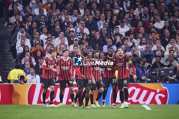 2024-11-05 - UEFA Champions League soccer match Real Madrid vs Milan at Santiago Bernabeu Stadium in Madrid, Spain 05 November 2024 Milan Players celebrate a goal 900/Cordon Press - UEFA CHAMPIONS LEAGUE: REAL MADRID VS MILAN - UEFA CHAMPIONS LEAGUE - SOCCER