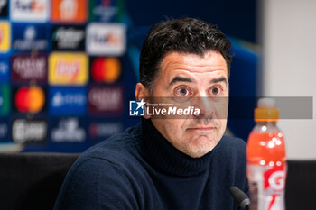 2024-11-05 - Coach Míchel of Girona during the press conference following the UEFA Champions League, League Phase, football match between PSV Eindhoven and Girona FC on November 5, 2024 at Philips Stadion in Eindhoven, Netherlands - FOOTBALL - CHAMPIONS LEAGUE - PSV EINDHOVEN V GIRONA - UEFA CHAMPIONS LEAGUE - SOCCER