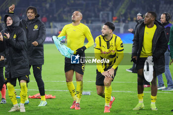 2024-11-05 - Donyell Malen of Borussia Dortmund celebrates at full time during the UEFA Champions League, League phase, Matchday 4 football match between Borussia Dortmund and Sturm Graz on 5 November 2024 at Signal Iduna Park in Dortmund, Germany - FOOTBALL - CHAMPIONS LEAGUE - BORUSSIA DORTMUND V STURM GRAZ - UEFA CHAMPIONS LEAGUE - SOCCER