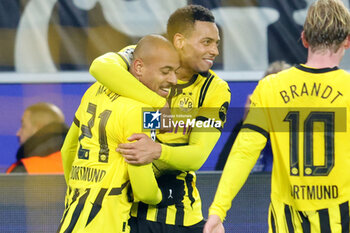 2024-11-05 - Donyell Malen of Borussia Dortmund celebrates his goal 1-0 with Felix Nmecha during the UEFA Champions League, League phase, Matchday 4 football match between Borussia Dortmund and Sturm Graz on 5 November 2024 at Signal Iduna Park in Dortmund, Germany - FOOTBALL - CHAMPIONS LEAGUE - BORUSSIA DORTMUND V STURM GRAZ - UEFA CHAMPIONS LEAGUE - SOCCER