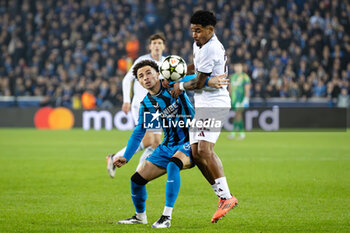 2024-11-06 - Club Brugge defender Maxim De Cuyper (55) battles with Aston Villa defender Ian Maatsen (22) during the UEFA Champions League, League phase, Matchday 4 football match between Club Brugge and Aston Villa on 6 November 2024 at Jan Breydel Stadion in Brugge, Belgium - FOOTBALL - CHAMPIONS LEAGUE - CLUB BRUGGE V ASTON VILLA - UEFA CHAMPIONS LEAGUE - SOCCER