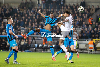 2024-11-06 - Aston Villa defender Tyrone Mings (5) battles with Club Brugge defender Joel Ordonez (4) during the UEFA Champions League, League phase, Matchday 4 football match between Club Brugge and Aston Villa on 6 November 2024 at Jan Breydel Stadion in Brugge, Belgium - FOOTBALL - CHAMPIONS LEAGUE - CLUB BRUGGE V ASTON VILLA - UEFA CHAMPIONS LEAGUE - SOCCER