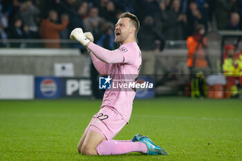 2024-11-06 - Club Brugge goalkeeper Simon Mignolet (22) celebrates after the UEFA Champions League, League phase, Matchday 4 football match between Club Brugge and Aston Villa on 6 November 2024 at Jan Breydel Stadion in Brugge, Belgium - FOOTBALL - CHAMPIONS LEAGUE - CLUB BRUGGE V ASTON VILLA - UEFA CHAMPIONS LEAGUE - SOCCER