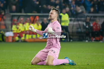 2024-11-06 - Club Brugge goalkeeper Simon Mignolet (22) celebrates after the UEFA Champions League, League phase, Matchday 4 football match between Club Brugge and Aston Villa on 6 November 2024 at Jan Breydel Stadion in Brugge, Belgium - FOOTBALL - CHAMPIONS LEAGUE - CLUB BRUGGE V ASTON VILLA - UEFA CHAMPIONS LEAGUE - SOCCER