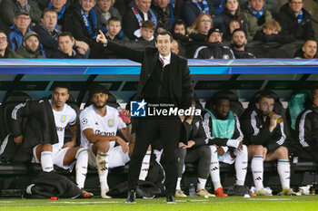 2024-11-06 - Aston Villa manager Unai Emery during the UEFA Champions League, League phase, Matchday 4 football match between Club Brugge and Aston Villa on 6 November 2024 at Jan Breydel Stadion in Brugge, Belgium - FOOTBALL - CHAMPIONS LEAGUE - CLUB BRUGGE V ASTON VILLA - UEFA CHAMPIONS LEAGUE - SOCCER