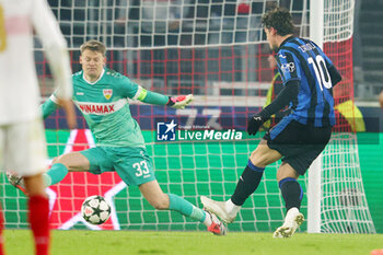 2024-11-06 - Nicolo Zaniolo of Atalanta scores a goal 0-2 during the UEFA Champions League, League phase, Matchday 4 football match between VfB Stuttgart and Atalanta BC on 6 November 2024 at MHPArena in Stuttgart, Germany - FOOTBALL - CHAMPIONS LEAGUE - STUTTGART V ATALANTA - UEFA CHAMPIONS LEAGUE - SOCCER