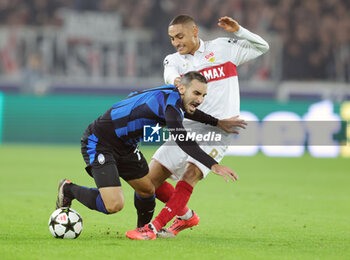 2024-11-06 - Davide Zappacosta of Atalanta and Enzo Millot of VfB Stuttgart during the UEFA Champions League, League phase, Matchday 4 football match between VfB Stuttgart and Atalanta BC on 6 November 2024 at MHPArena in Stuttgart, Germany - FOOTBALL - CHAMPIONS LEAGUE - STUTTGART V ATALANTA - UEFA CHAMPIONS LEAGUE - SOCCER