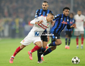 2024-11-06 - Davide Zappacosta of Atalanta and Enzo Millot of VfB Stuttgart during the UEFA Champions League, League phase, Matchday 4 football match between VfB Stuttgart and Atalanta BC on 6 November 2024 at MHPArena in Stuttgart, Germany - FOOTBALL - CHAMPIONS LEAGUE - STUTTGART V ATALANTA - UEFA CHAMPIONS LEAGUE - SOCCER