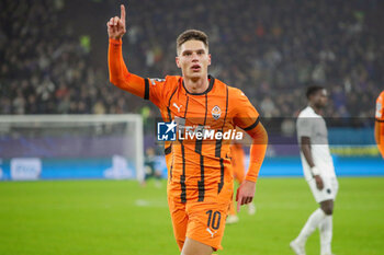 2024-11-06 - Georgiy Sudakov of Shakhtar Donetsk celebrates his goal 2-1 during the UEFA Champions League, League phase, Matchday 4 football match between Shakhtar Donetsk and Young Boys Bern on 6 November 2024 at Veltins-Arena in Gelsenkirchen, Germany - FOOTBALL - CHAMPIONS LEAGUE - SHAKHTAR DONETSK V YOUNG BOYS - UEFA CHAMPIONS LEAGUE - SOCCER