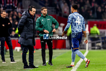 2024-03-07 - Ezri Konsa of Aston Villa FC leaving pitch after red card, Head Coach Unai Emery of Aston Villa FC during the UEFA Europa Conference League, Round of 16, 1st leg football match between AFC Ajax and Aston Villa FC on March 7, 2024 at Johan Cruijff ArenA in Amsterdam, Netherlands - FOOTBALL - CONFERENCE LEAGUE - AJAX V ASTON VILLA - UEFA CONFERENCE LEAGUE - SOCCER