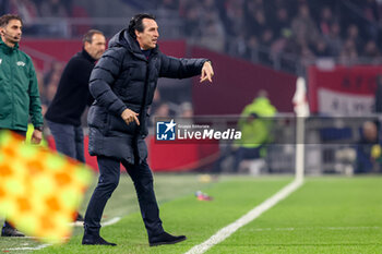 2024-03-07 - Head Coach Unai Emery of Aston Villa during the UEFA Europa Conference League, Round of 16, 1st leg football match between AFC Ajax and Aston Villa FC on March 7, 2024 at Johan Cruijff ArenA in Amsterdam, Netherlands - FOOTBALL - CONFERENCE LEAGUE - AJAX V ASTON VILLA - UEFA CONFERENCE LEAGUE - SOCCER