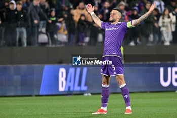 2024-04-18 - ACF Fiorentina's defender Cristiano Biraghi celebrates after scoring a goal - ACF FIORENTINA VS FC VIKTORIA PLZEN - UEFA CONFERENCE LEAGUE - SOCCER