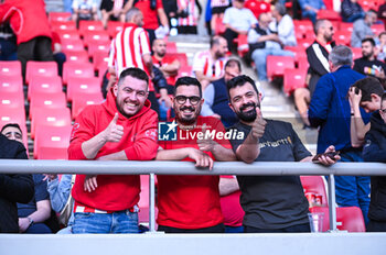 2024-04-11 - Olympiacos Piraeus supporters are having fun during the UEFA Conference League, Quarter-finals, 1st leg, match between Olympiacos Piraeus and Fenerbahce at Georgios Karaiskakis Stadium on April 11, 2024, in Piraeus, Greece. - OLYMPIACOS VS FENERBAHCE - QUARTER-FINALS, 1ST LEG - UEFA CONFERENCE LEAGUE - SOCCER