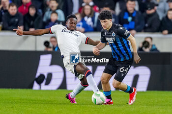 2024-04-11 - Abdul Rahman Baba of PAOK battles for the ball with Kyriani Sabbe of Club Brugge during the UEFA Europa Conference League, Quarter-finals, 1st leg football match between Club Brugge KV and PAOK Saloniki on April 11, 2024 at Jan Breydelstadion in Brugge, Belgium - FOOTBALL - CONFERENCE LEAGUE - CLUB BRUGGE V PAOK - UEFA CONFERENCE LEAGUE - SOCCER