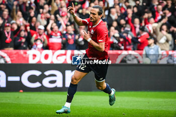 2024-04-18 - Yusuf YAZICI of Lille celebrates his goal during the UEFA Conference League, Quarter-finals, 2nd leg football match between Losc Lille and Aston Villa on April 18, 2024 at Pierre Mauroy stadium in Villeneuve-d'Ascq near Lille, France - FOOTBALL - CONFERENCE LEAGUE - LILLE V ASTON VILLA - UEFA CONFERENCE LEAGUE - SOCCER