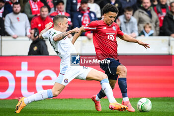 2024-04-18 - Lucas DIGNE of Aston Villa and Tiago SANTOS of Lille during the UEFA Conference League, Quarter-finals, 2nd leg football match between Losc Lille and Aston Villa on April 18, 2024 at Pierre Mauroy stadium in Villeneuve-d'Ascq near Lille, France - FOOTBALL - CONFERENCE LEAGUE - LILLE V ASTON VILLA - UEFA CONFERENCE LEAGUE - SOCCER
