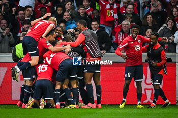 2024-04-18 - Benjamin ANDRE of Lille celebrate his goal with teammates during the UEFA Conference League, Quarter-finals, 2nd leg football match between Losc Lille and Aston Villa on April 18, 2024 at Pierre Mauroy stadium in Villeneuve-d'Ascq near Lille, France - FOOTBALL - CONFERENCE LEAGUE - LILLE V ASTON VILLA - UEFA CONFERENCE LEAGUE - SOCCER