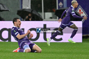 2024-05-02 - ACF Fiorentina's forward Andrea Belotti celebrates after scoring a goal - ACF FIORENTINA VS CLUB BRUGGE - UEFA CONFERENCE LEAGUE - SOCCER